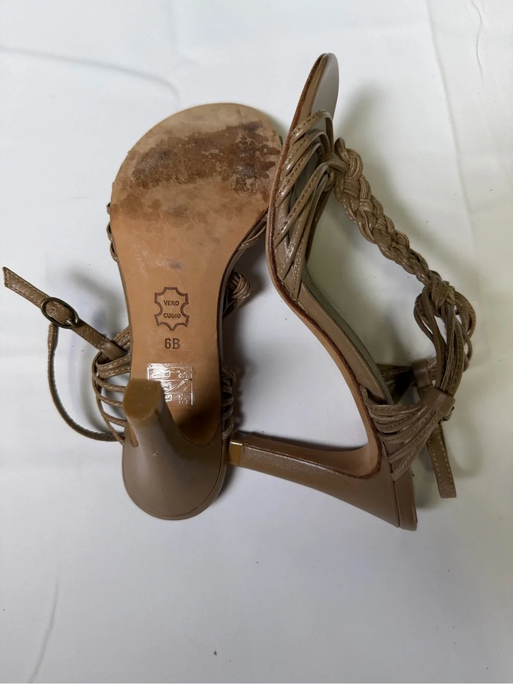 Charles by Charles David Braided Strappy 3” High Heels - Tan /Brown - Elegant 6